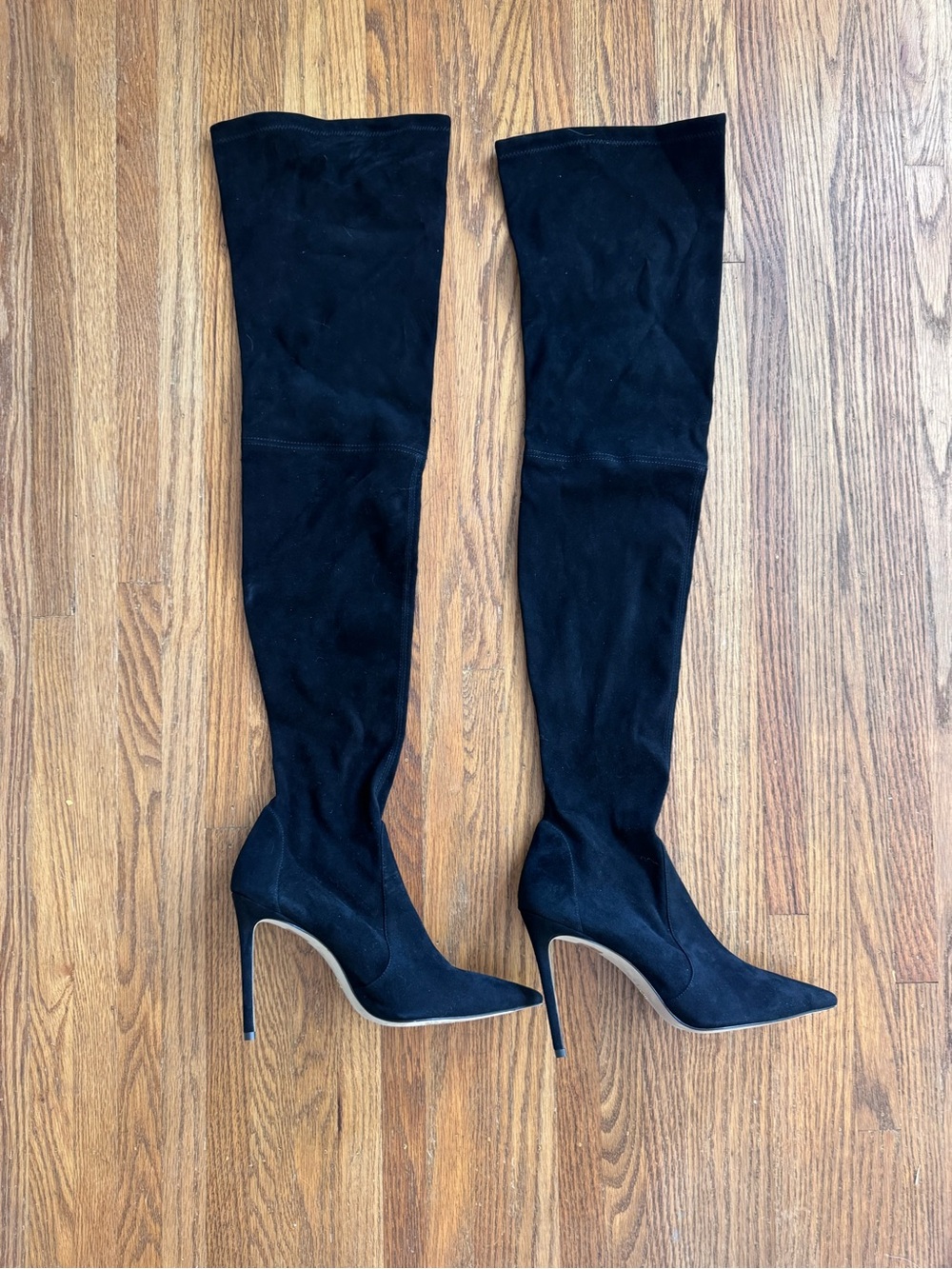 Stuart Weitzman Black Over-the-Knee Pointed Stiletto Boots